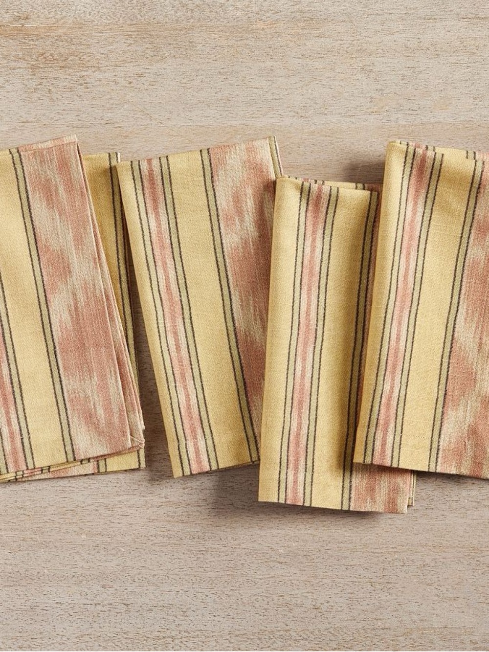 Pottery Barn Parker Stripe Ikat Cotton Napkins - Set of 4 - NEW NWT